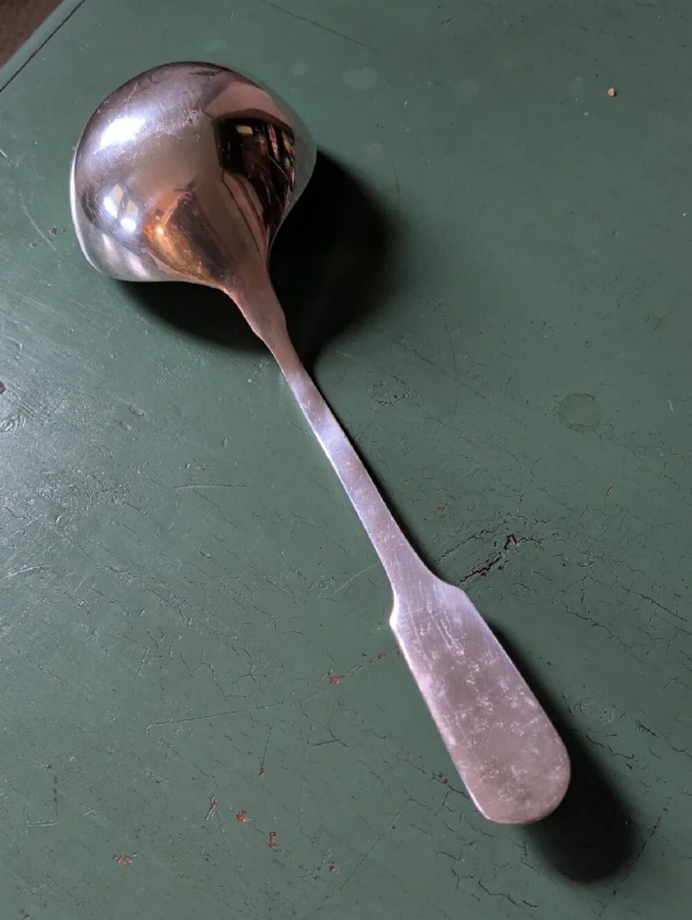 Pottery Barn Antique Silver Plated Serving Ladle Fiddle Pattern Handle